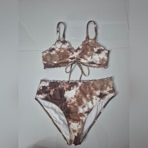 SHEIN Brown Tie-Dye Bikini Set